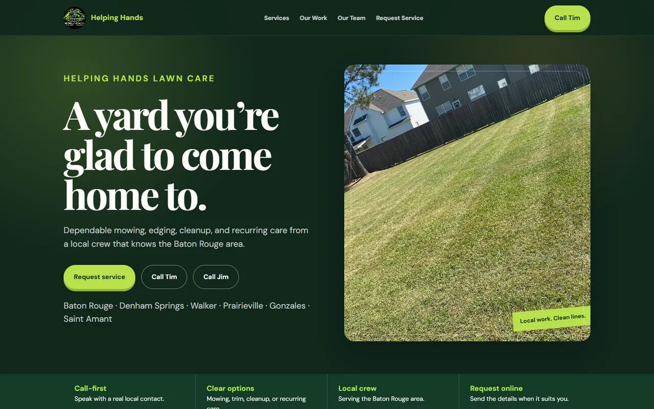 Helping Hands Lawn Care website