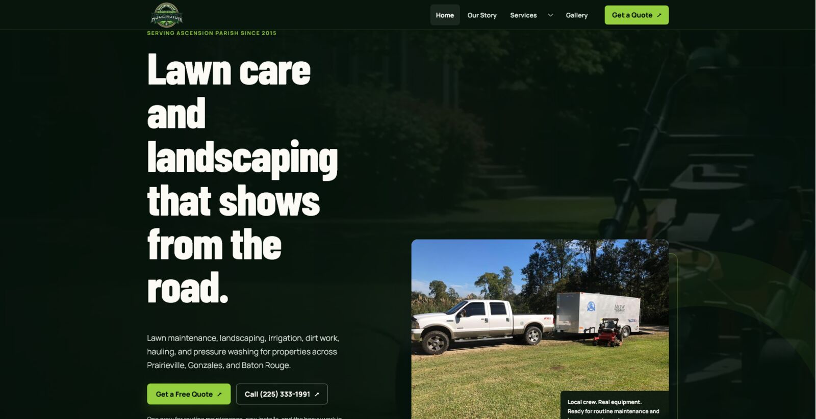 Ascension Mow N' Geaux website